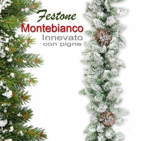 FESTONE (270*30)Cm MONTEBIANCO -PVC- 220 TIPS- C/PIGNE E BACCHE