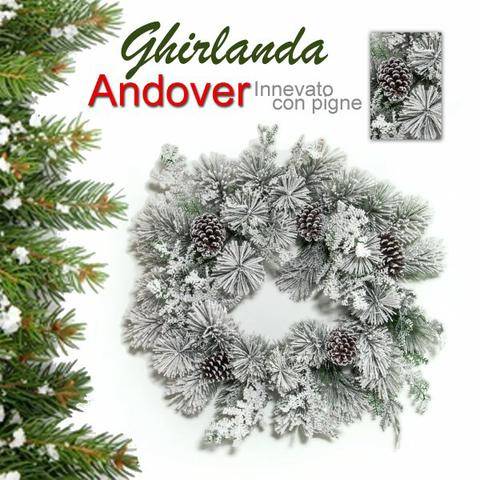 GHIRLANDA 60Cm ANDOVER INNEVATO C/PIGNE  PE+PVC 4