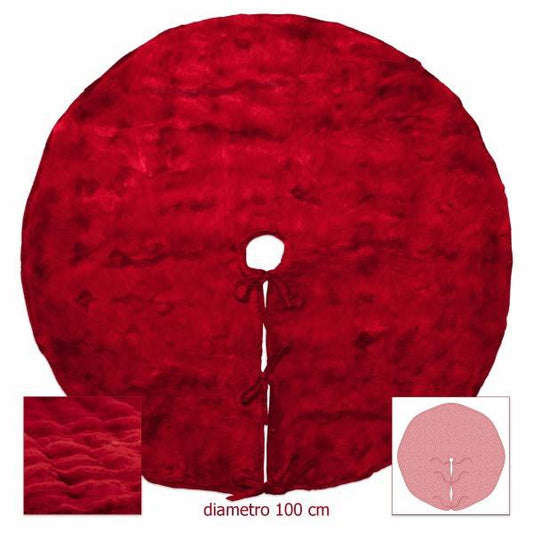 TAPPETO Ø100Cm COPRIBASE FURRY ROSSO/BIANCO